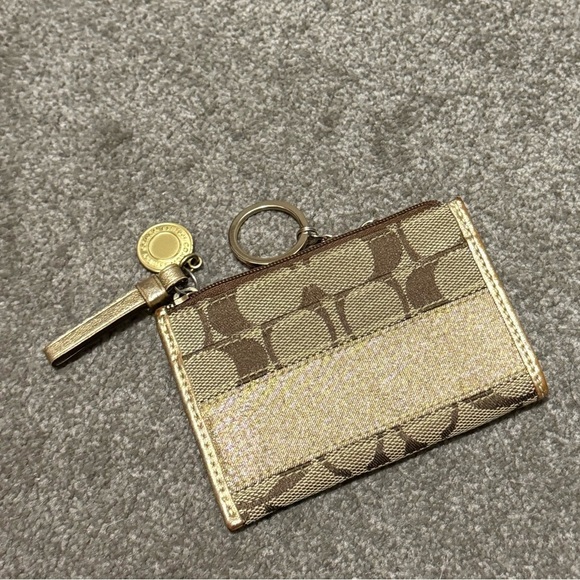 Vintage Coach Signature Tan/Brown Credit Card ID Holder Keychain Wallet - Picture 2 of 5